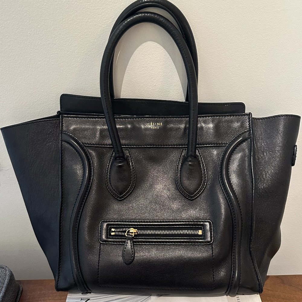 Black CELINE Mini Luggage Tote Bag (100% Authentic)
